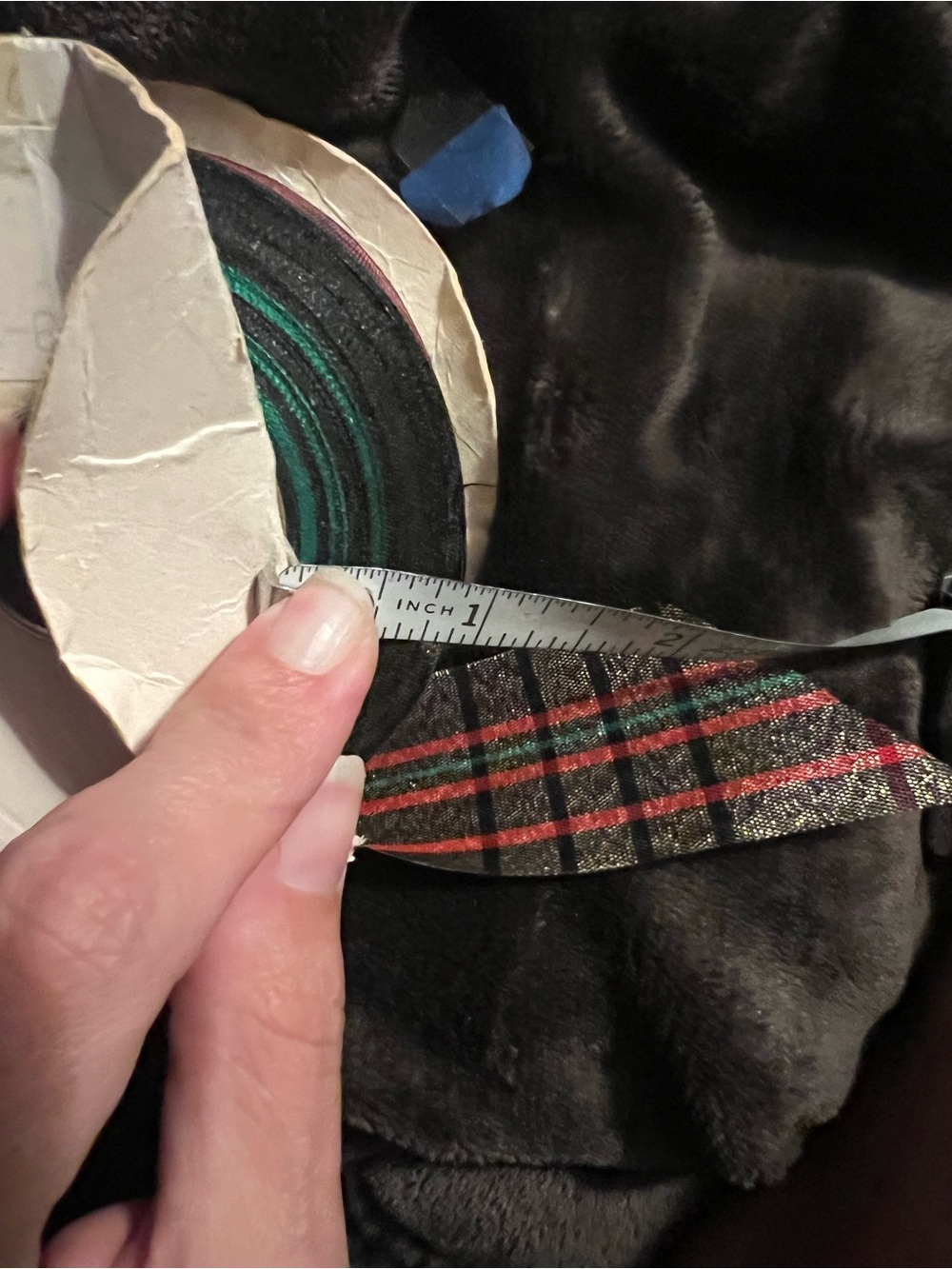 Never Used Vintage Berwick Christmas Plaid Metallic Ribbon Trim-Black, Red, Gold